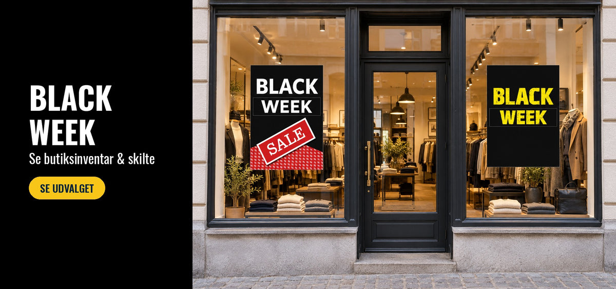 Black Week – butiksinventar og skilte