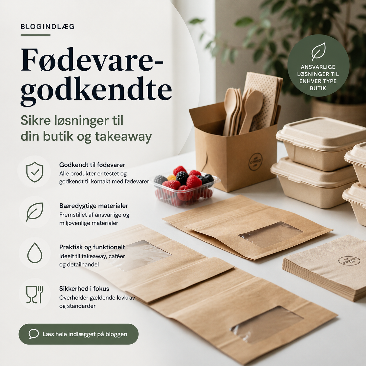 Fødevaregodkendt emballage er produceret og testet, så den ikke afgiver skadelige stoffer til maden. Det lyder teknisk – men i praksis handler det bare om at vælge de rigtige produkter.