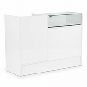 Slimline Disk, kombimodul, med glastop, inkl. 1 udtræksbakke, lille skuffe og 2 rum med 1 hylde hver, hvid, H96 x B120 x D46 cm