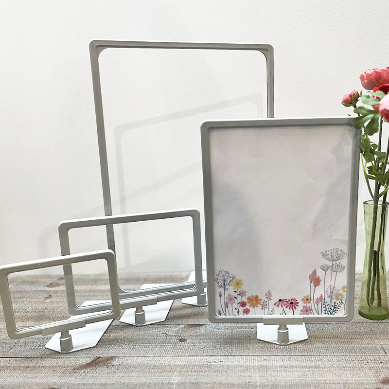 Skilteholder, A5, med indstiksplade, plast, lysegrå