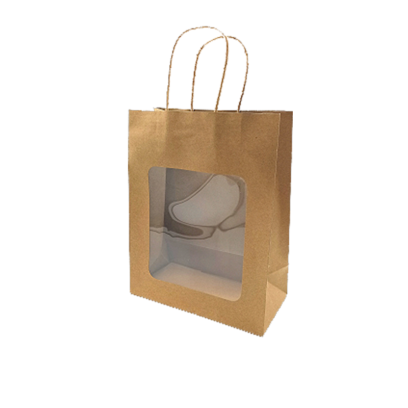 Papirpose. H 27,5 cm. M/ vindue. Gavepose - natur. 20 stk.