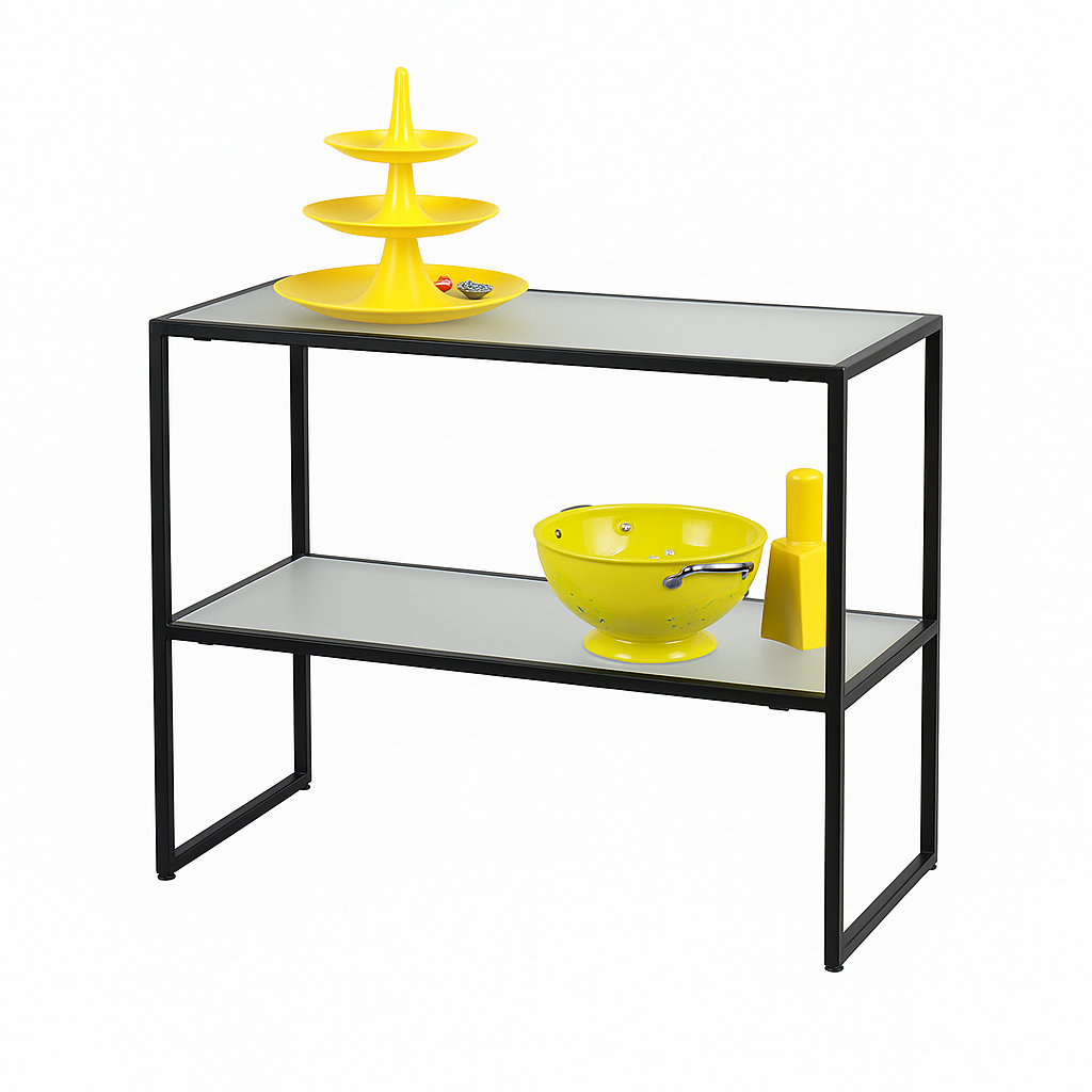 HAPPY! Oplægsbord med frostede glasplader. B94 x D40 x H82 cm.