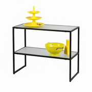 HAPPY! Side table with frosted glass shelves. W94 x D40 x H82 cm.