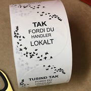 Rund etiket, handler lokalt TAK. 500 stk.