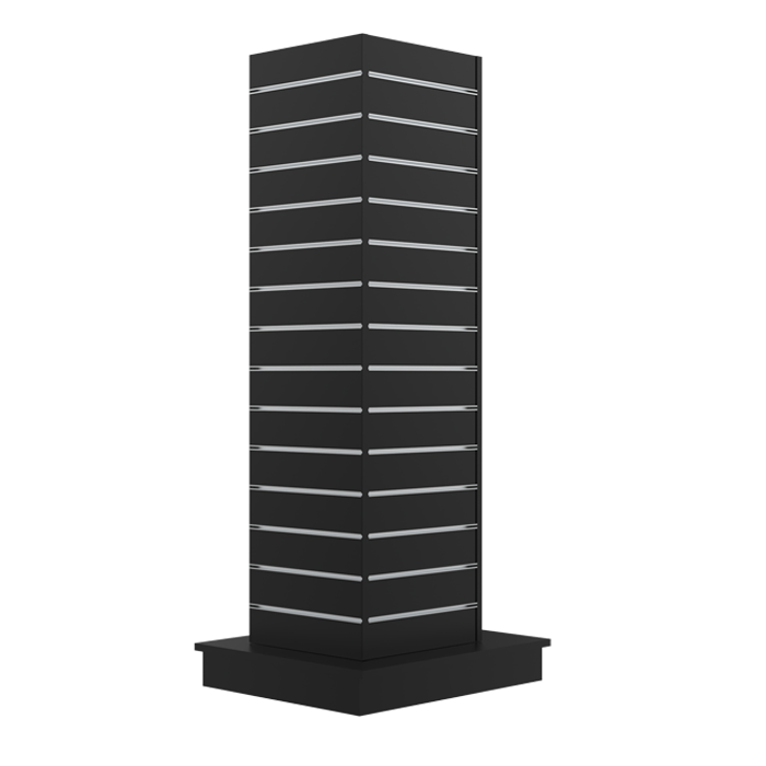 Gondol, 4-sidet, sort, B61 x D61 x H170 cm. Rilleafstand 10 cm. Inkl. hjul