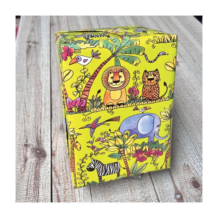 Gávupappír B 57 cm. Børn, Afrikas dýr, belagt pappír. 150 mtr.