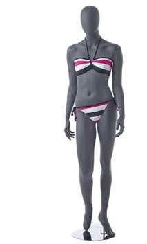 Female mannequin. Matte gray (raw finish) with faceless head. H184 cm. Metal base plate
