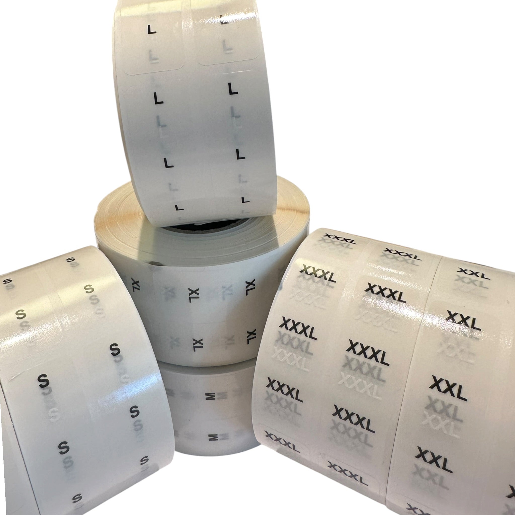 Size labels 1,000 pcs per roll. Select size