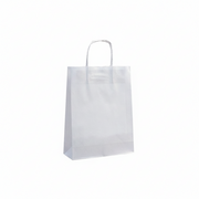 Papirpose med snoet håndtag, hvid, pk med 50 stk., 24 x 10 x H32 cm