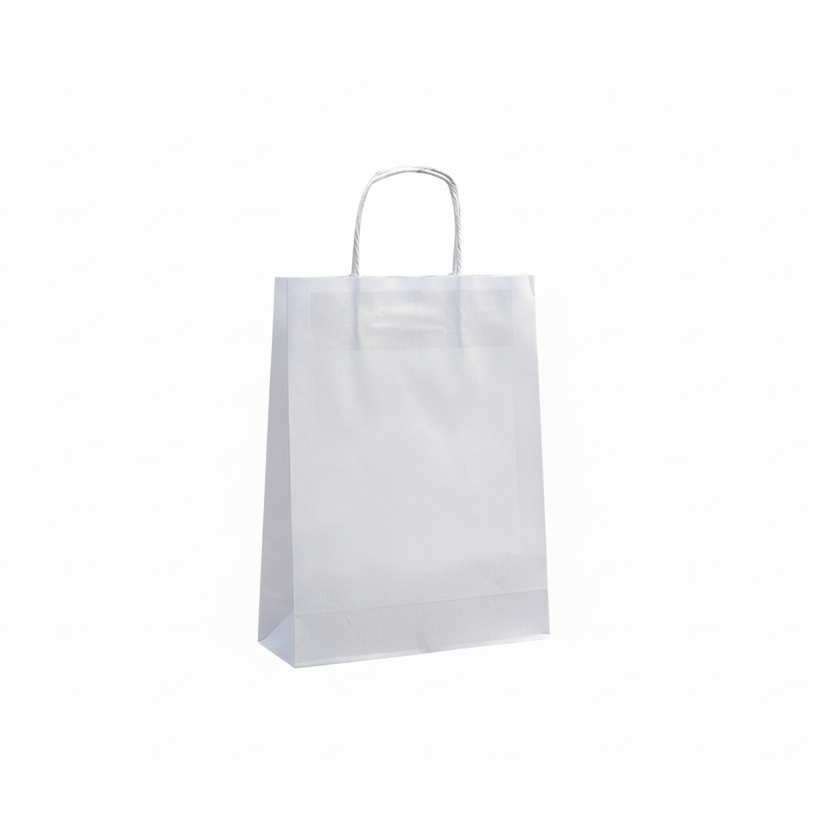 Hvid papirspose 14x8x21 cm