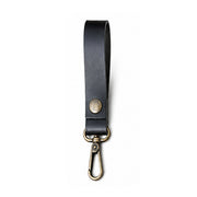 Leather strap with carabiner - black