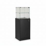 Slimline vitrina við undirskápi. Lás í vitrinu og skápi, svørt, B46 x D46 x H148