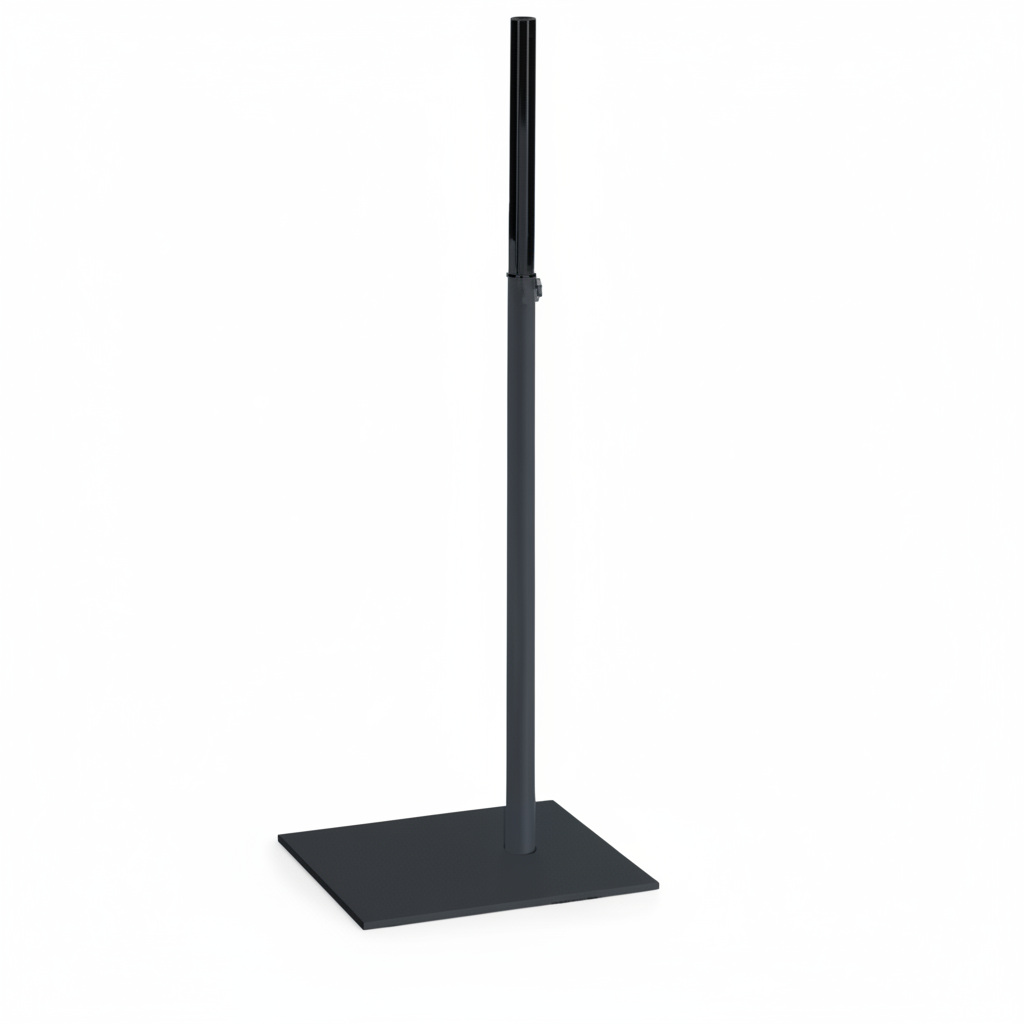 Fod til torso, teleskopisk, høj, sort, firkantet plade, H58-126 cm, Elite torso (Serie 5200)