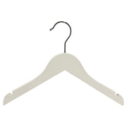 Puiset henkarit, massiivinen, litteä, junior, lovella ja ilman tankoa, valkoinen, 32 cm