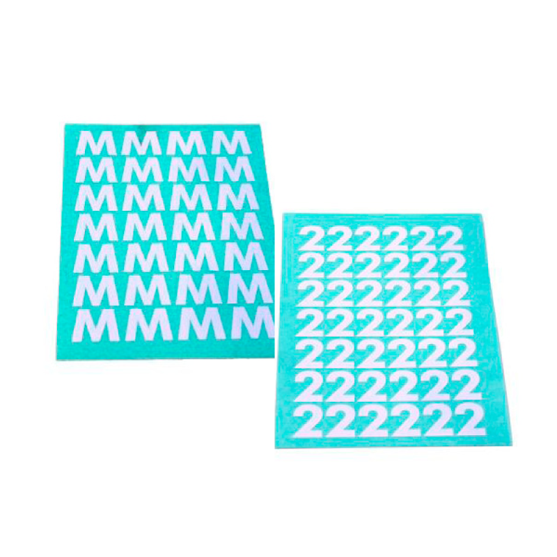 Tal-, nummer- og bogstavark til konfektionsadskillere, hvid – vælg variant.