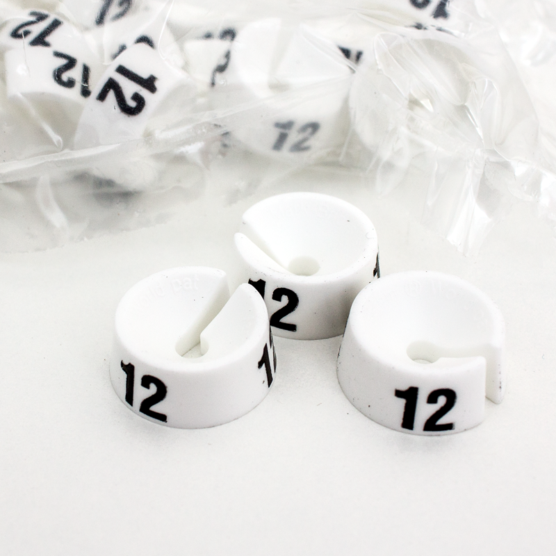 Størrelsesmærker - Hvide - 25 ens pr. pose. Vælg størrelse