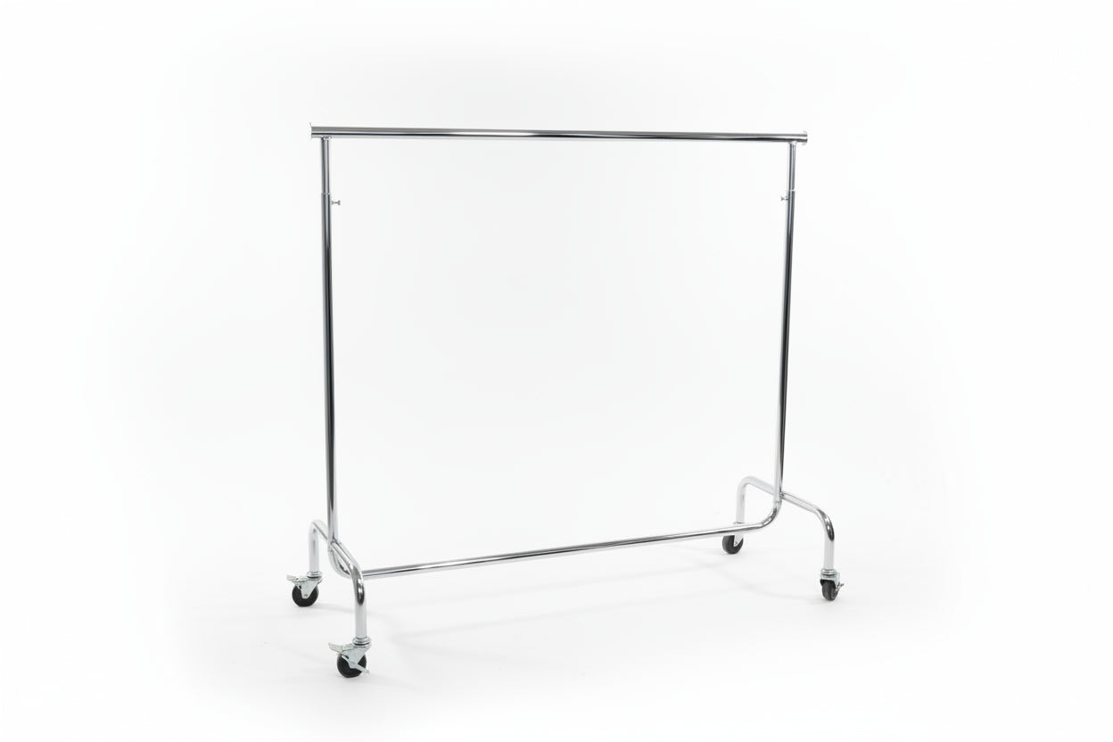 Clothing rack with rubber wheels, adjustable, chrome, B150-211 x H132-202 cm