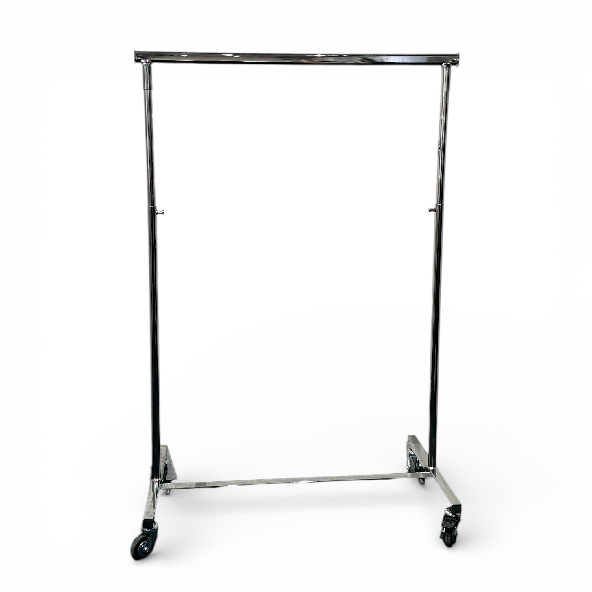 Luxury garment rack small, fully collapsible, with rubber wheels, adjustable, chrome, B100-161 x H121-191 cm