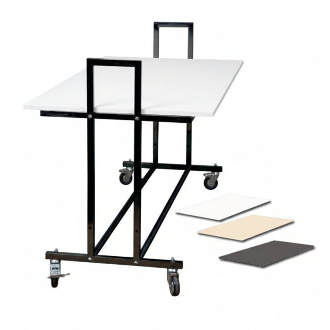 Sales table, L10, with white tabletop, black, 155 x 74 x H90 cm.