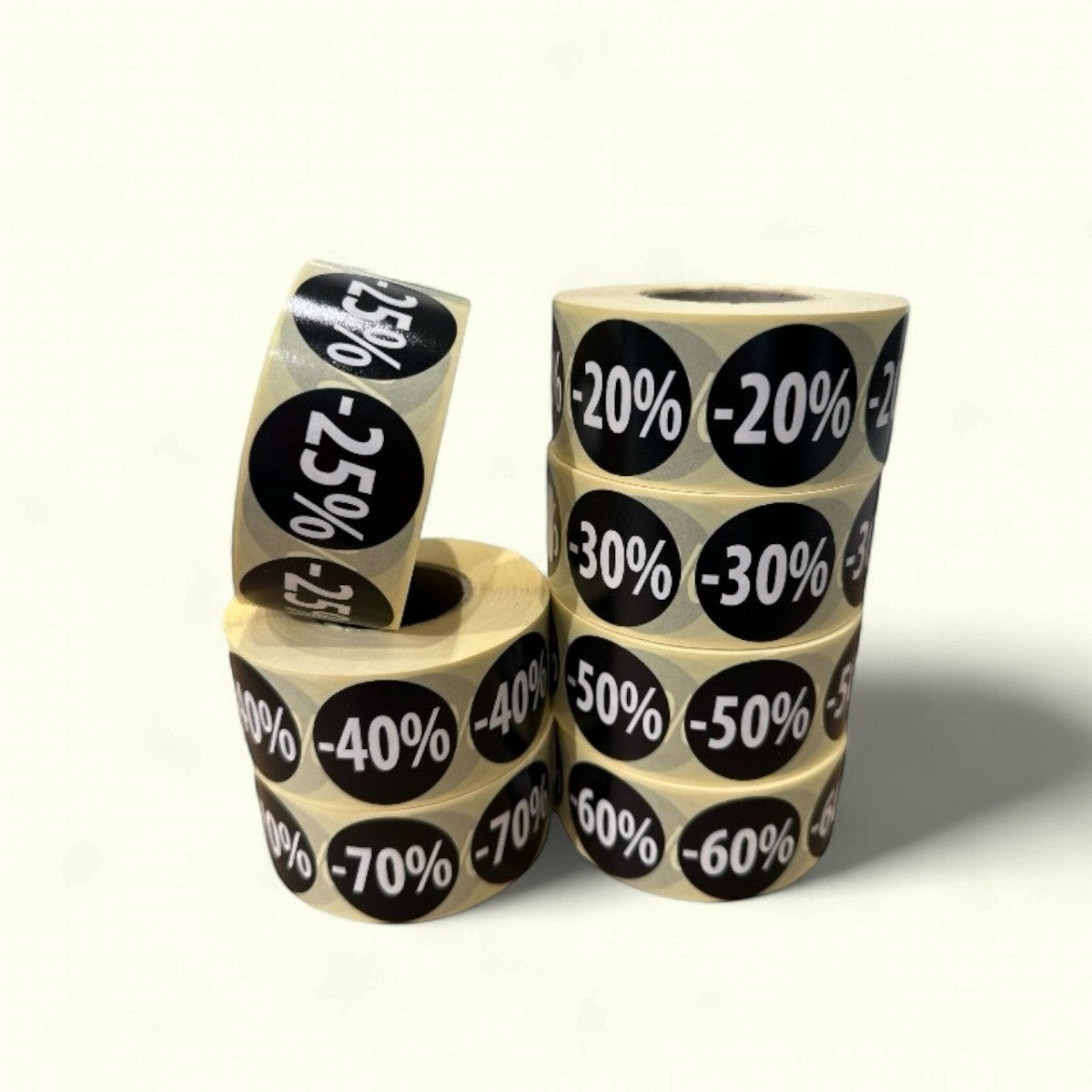 Sorte etiketter m/ procent - 1.000 stk. Vælg procent
