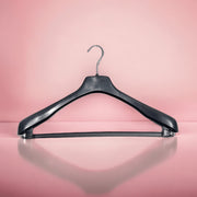 Heavy-duty coat hanger, plastic, black, 45 cm, shoulder 4.0 cm, with bar packed with 55 pcs. Lightweight