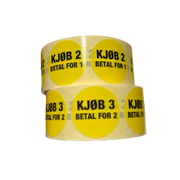 Etikette Kjøb 3 betal for 2, gul, rulle med 1000 stk.