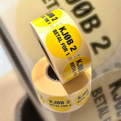 Label Buy 2 pay for 1, yellow, roll of 1000 pcs.