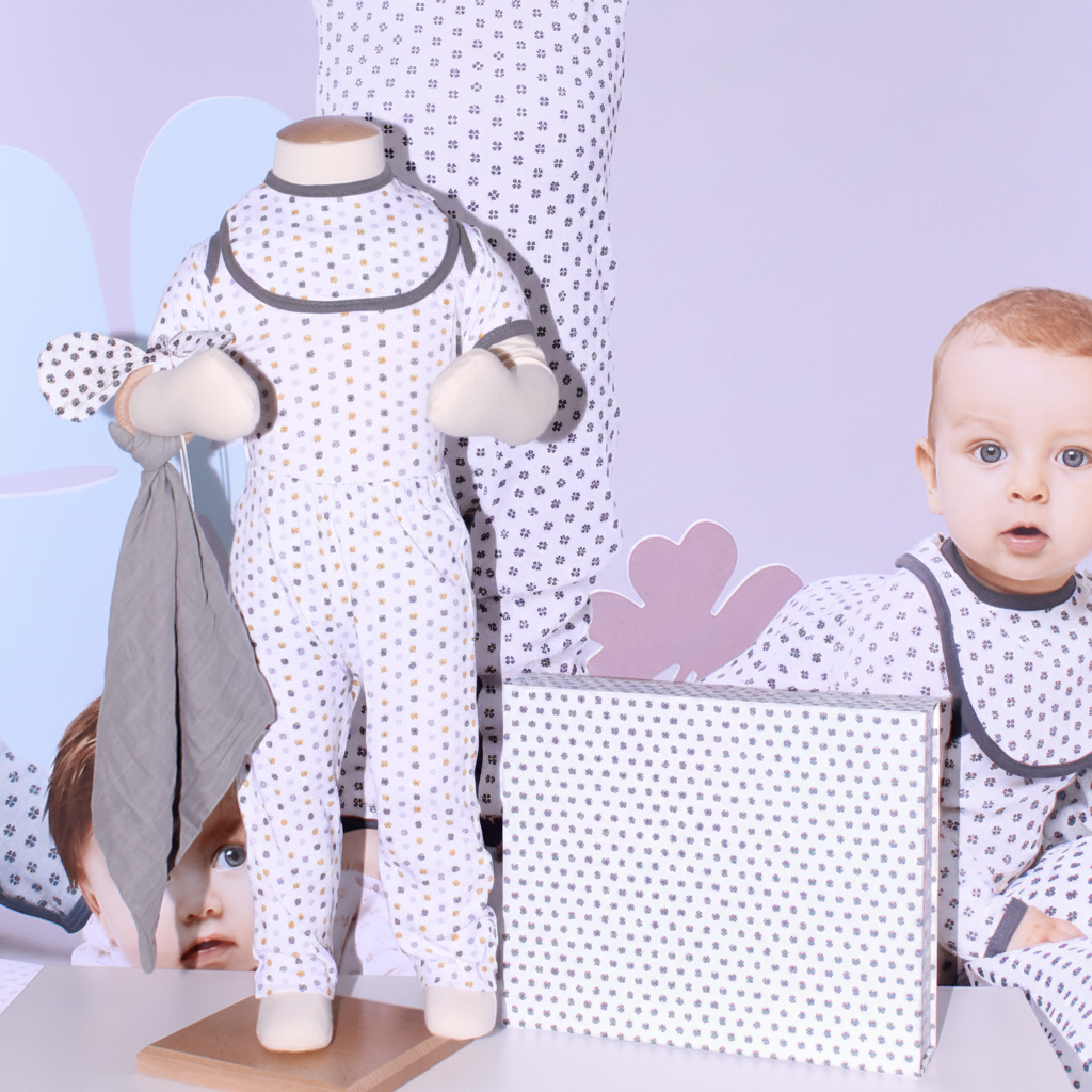 Leddelt børnemannequin, 1 år. Børnegine med strop og bøgetop