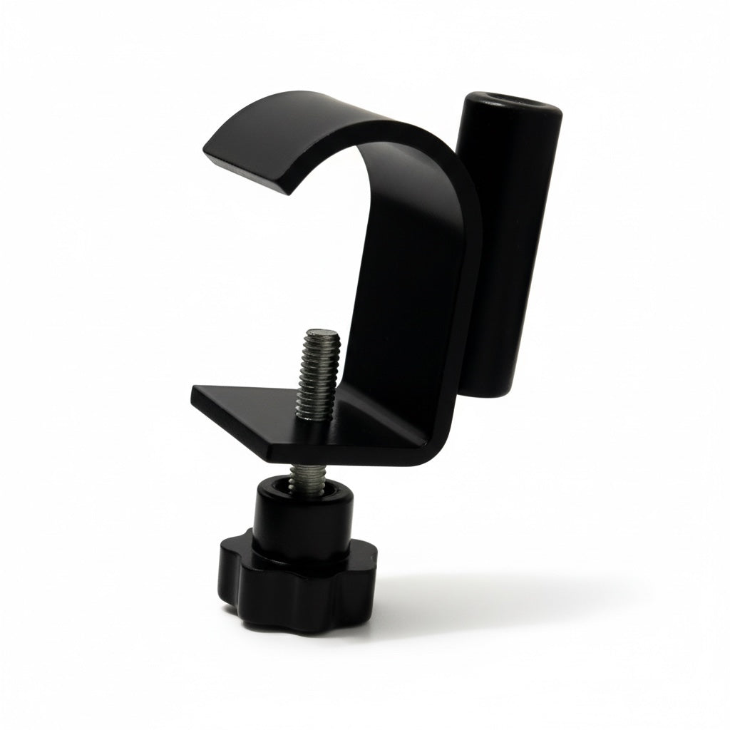 Festingar til skiltarammar, til ovalt ella runt rør. Svart