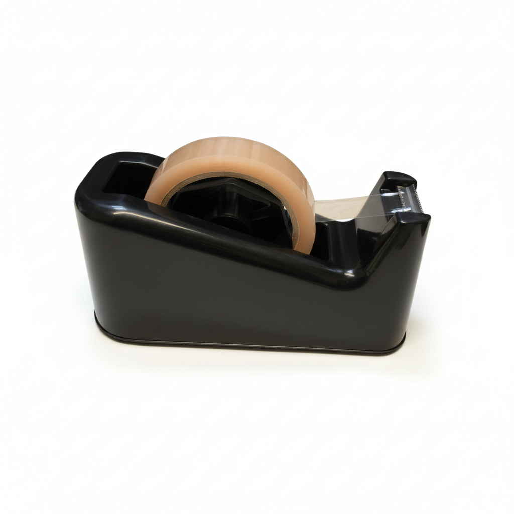 Tapedispenser til butikstape, stor model, passer til 33 mm og 66 mm ruller, sort