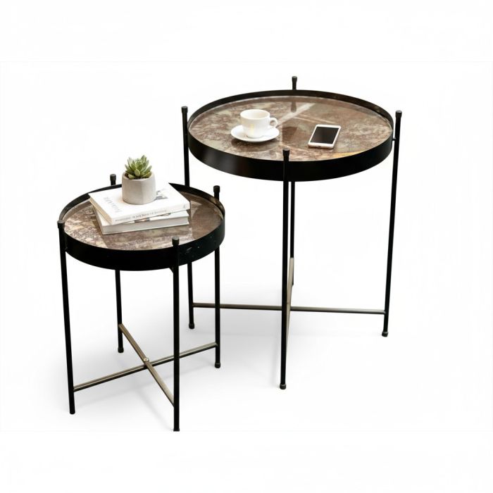 Table set (2 pcs) - mirror tables with black frame