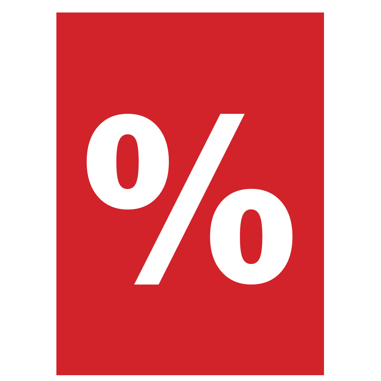 Plakat. %, rød med hvidt tryk, 50 x 70 cm