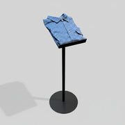 Brochureholder t/ gulv. Plade ( 22 x 31 ) med forkant til brochure, skjorter mv. H66-122 cm. Tung fod