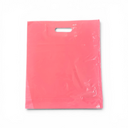 Plastic bag, medium, pink, pack of 100 pcs., 45 micron, W 39 × D/BF 10 × H 45 cm, reinforced handles