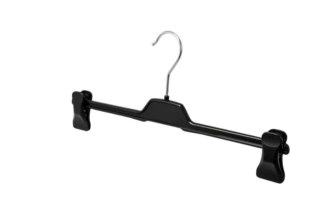 Trousers hanger with clips, black, 36 cm. Plastic