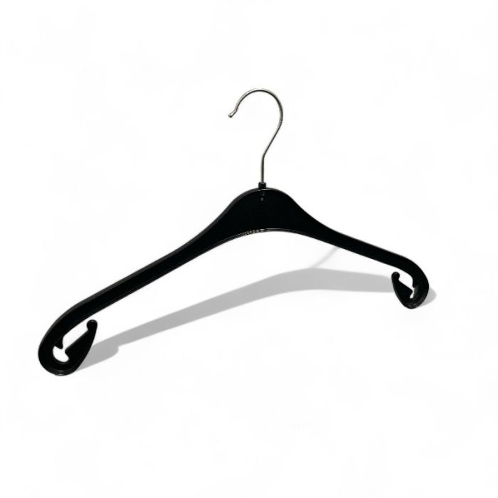 Plastic hanger, Adult, molded, with heavy-duty hook, black, 43 cm. 300 pcs.