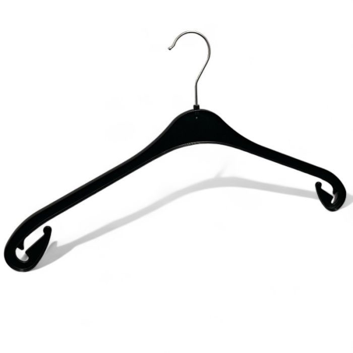 Plastic hanger, XL, molded, with heavy-duty hook, black, 47 cm. 270 pcs.