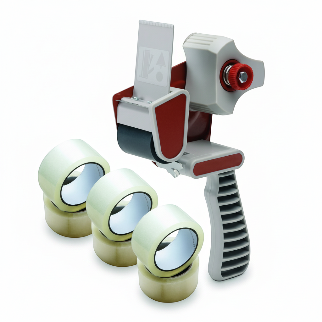 1 stk. Pakketape dispenser og 6 ruller tape