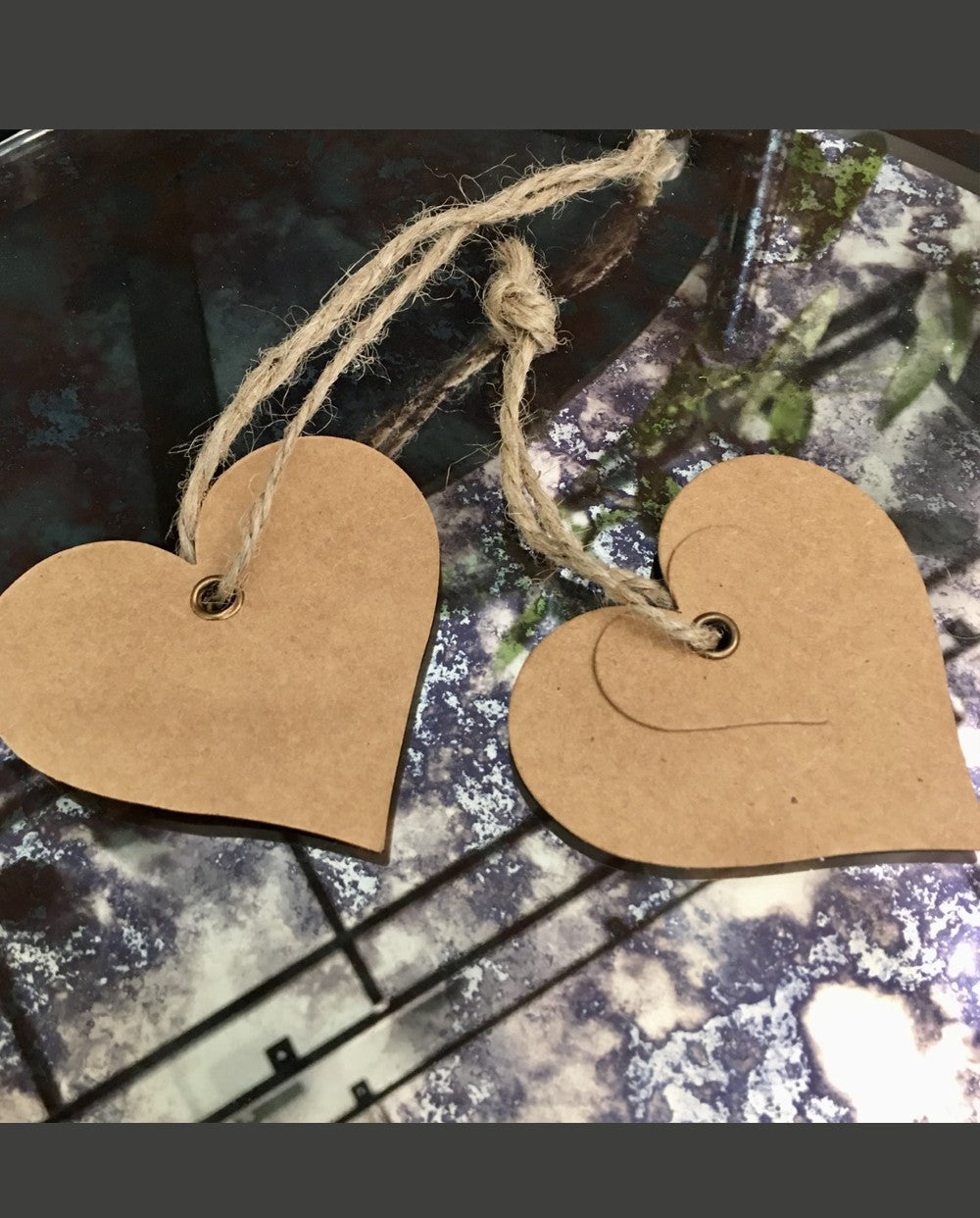 Manilla tags double heart w/string natural, 100 pcs. – SuperSellerS