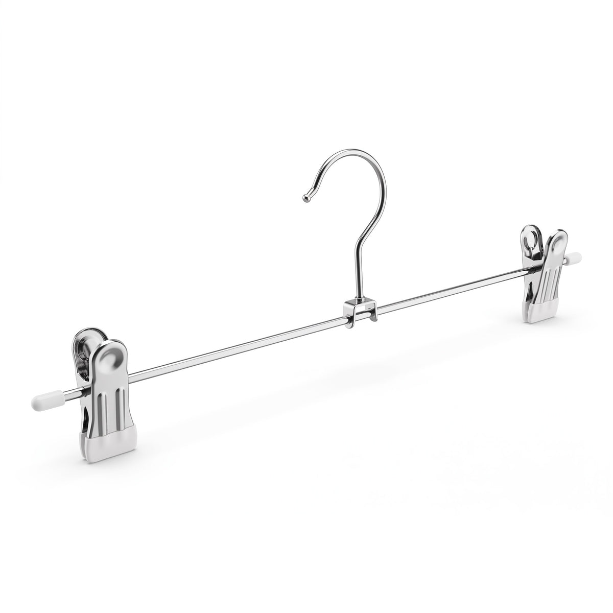 Clip hanger, metal hanger (W 30 cm.) - 100 pcs. White. Pants hanger
