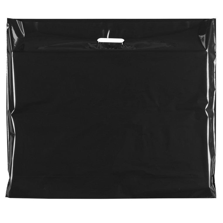 Plastpose, ekstra stor, sort, pk. med 100 stk., 60 micron, B 70 x D/BF 15 x H 60 cm., forstærkede håndtag