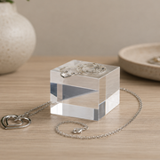 Display block, clear acrylic, 5 x 5 x H4 cm, for jewelry
