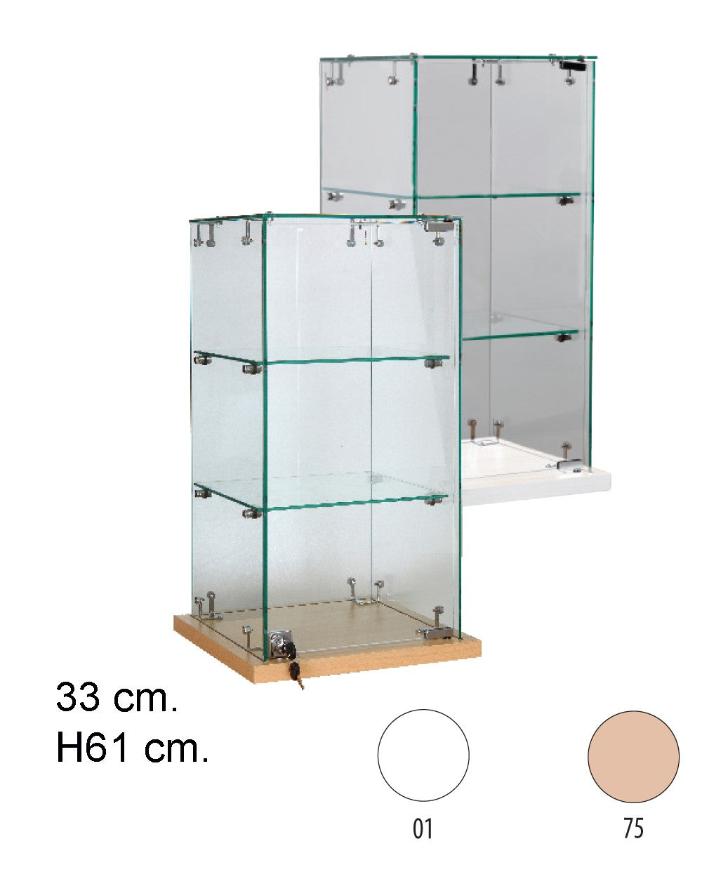 Bordvitrine, Slimline, ahorn, B33 x D33 x H61