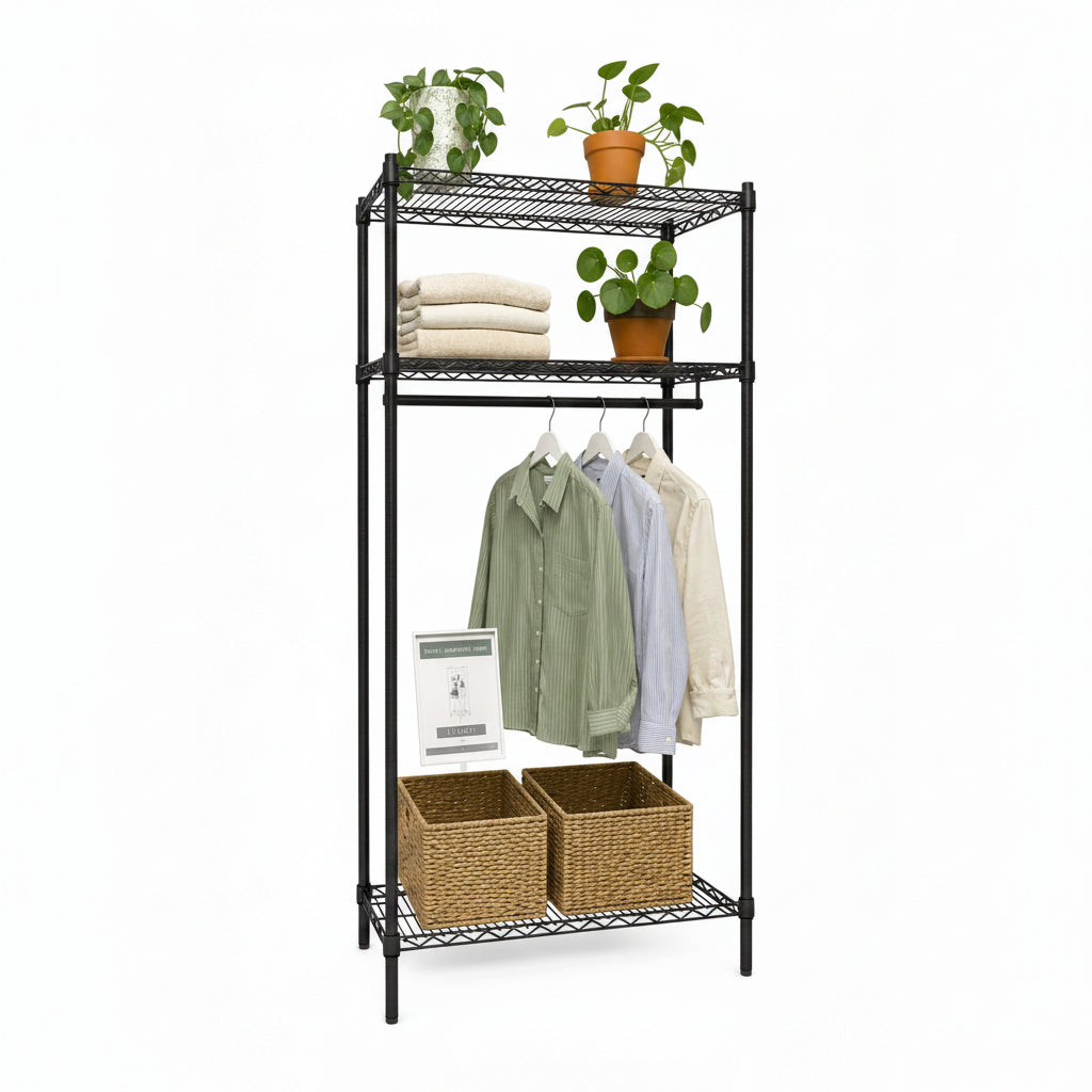 Wardrobe Shelf - TUBO (W 91 x D 46 x H 220 cm.) - Black