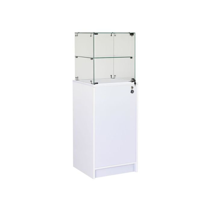 Slimline vitrine med underskab. Lås i vitrine og skab, hvid, B46 x D46 x H148
