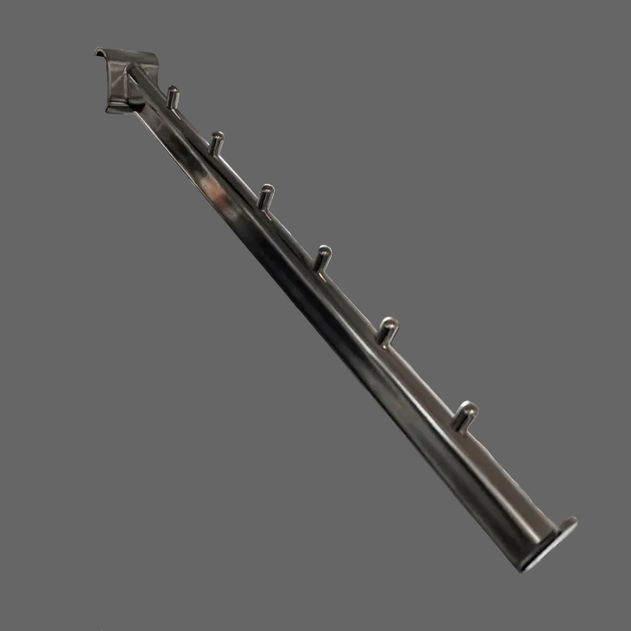 skrå frontheng, við 7 knoppar, til ovalur. Skrautstong, krom