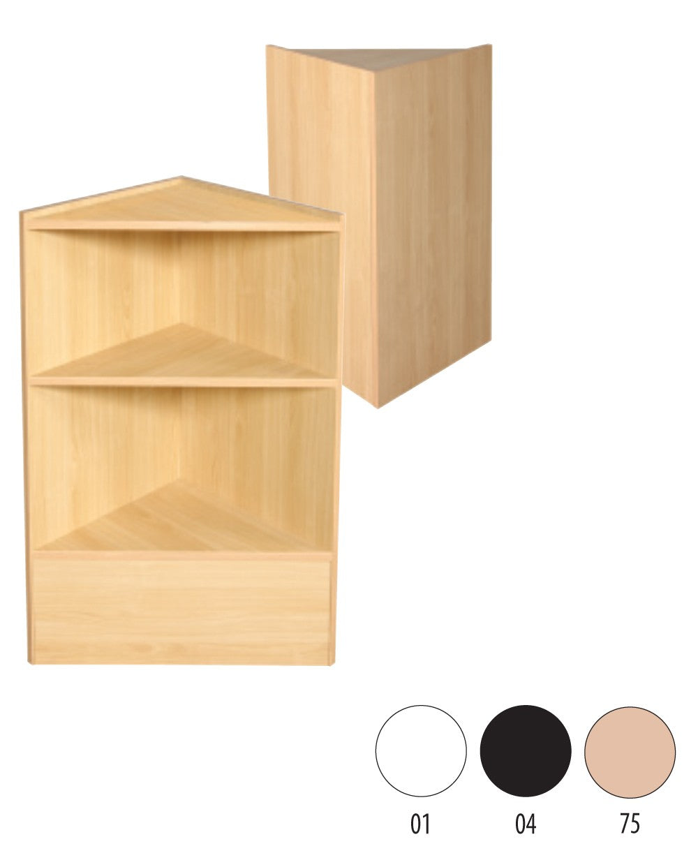 Slimline Disk, hjørnemodul, inkl. 1 hylde, ahorn, D46 x B46 x H96 cm.