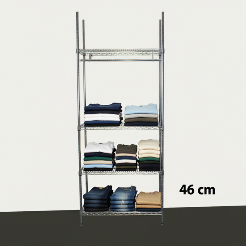 Garderobe Reol - TUBO (B 91 x D 46 x H 220 cm.) - Krom