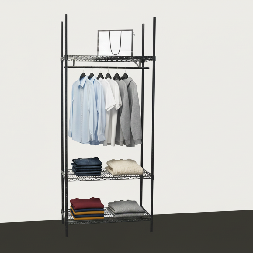 Sort TUBO garderobereol 91 x 46 x 220 cm