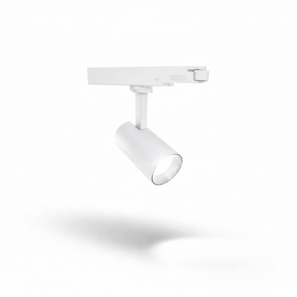 Spot t/ 3-faset skinne, H13 cm. Ø 6,50. Hvít